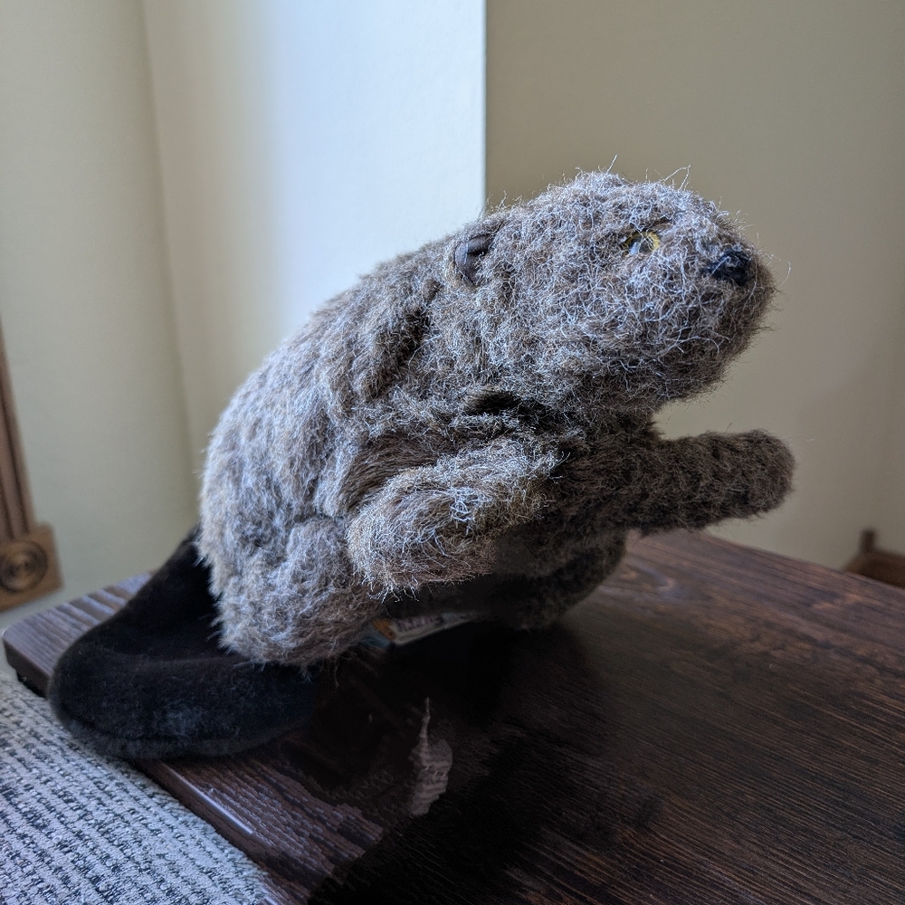 Vintage Furry Folk Beaver Hand Puppet Plush Stuffie Stuffed Animal Toy
